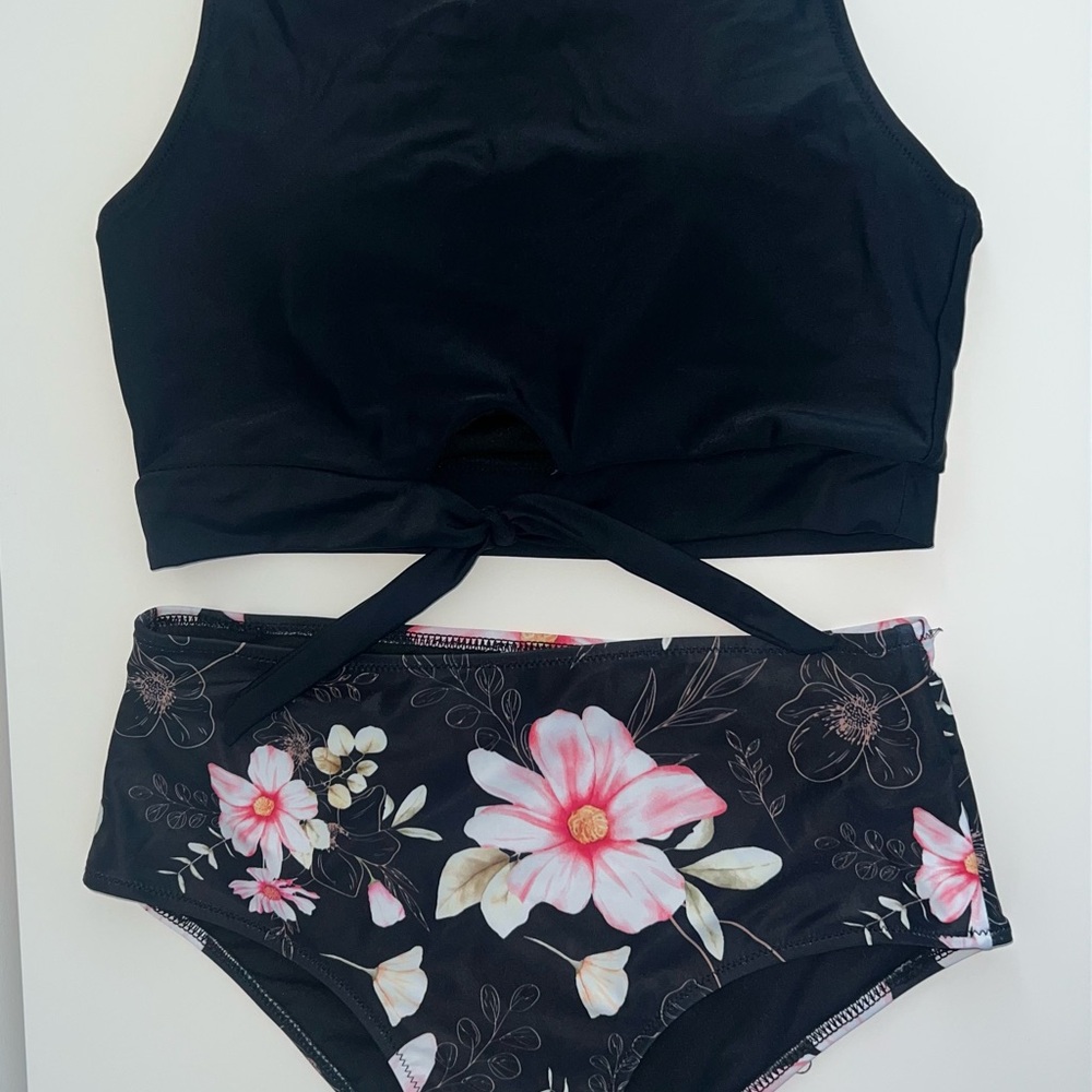 Floral Black Bikini Set